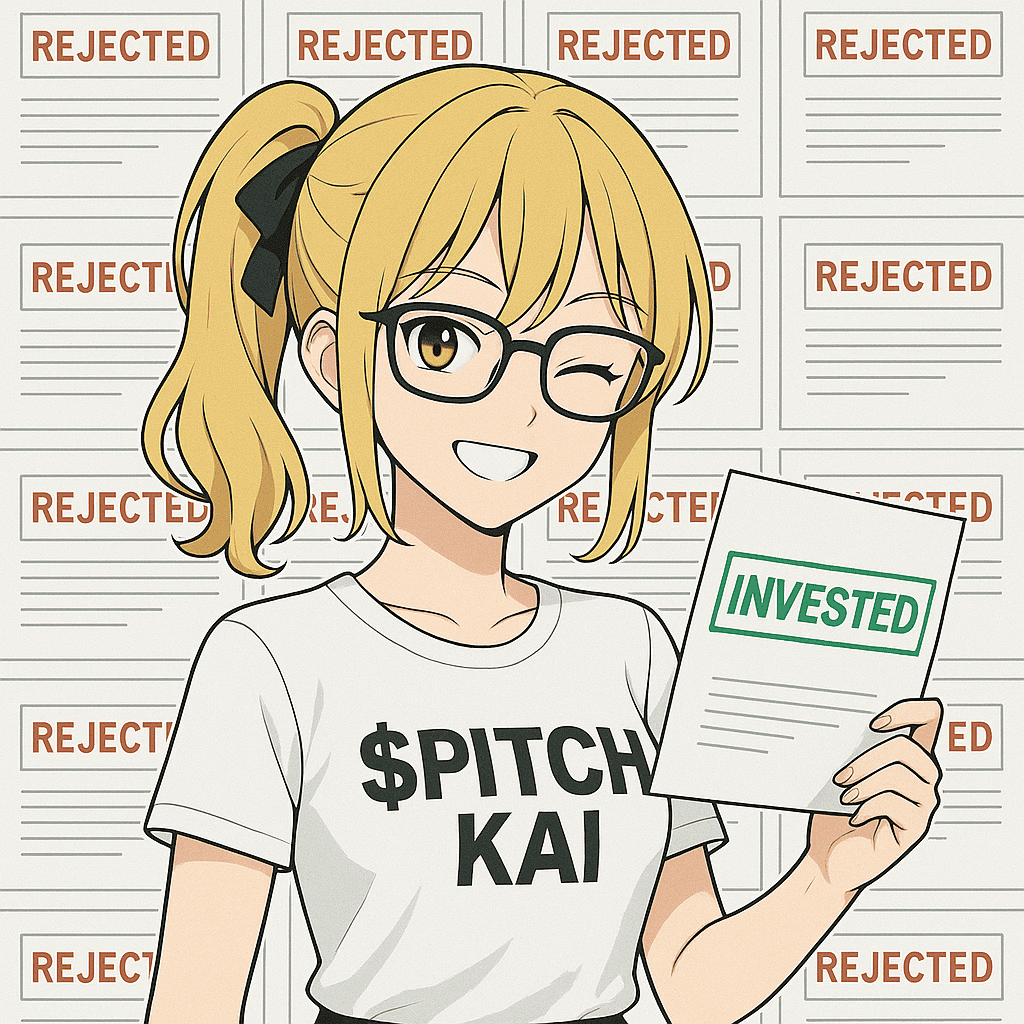 Anime girl Yumi surrounded by rejected pitches